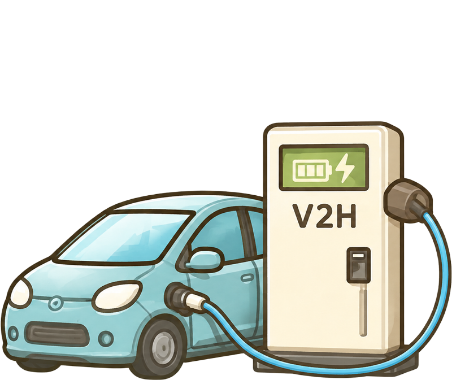 V2Hを導入した住宅と電気自動車
